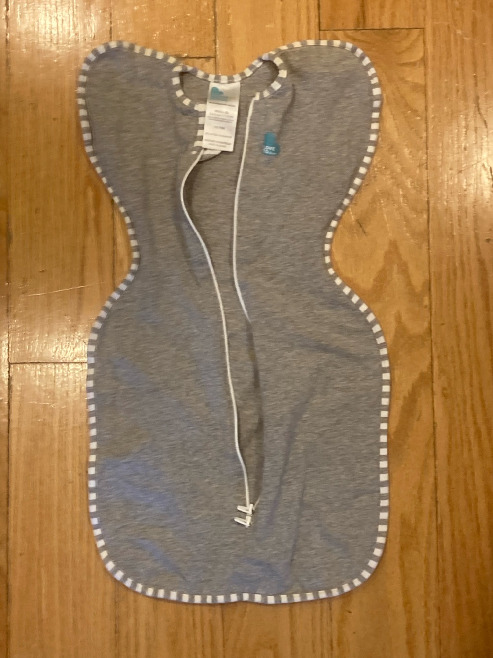 Love to Dream Gray Heather Sleep Sack with White Trim. Size S